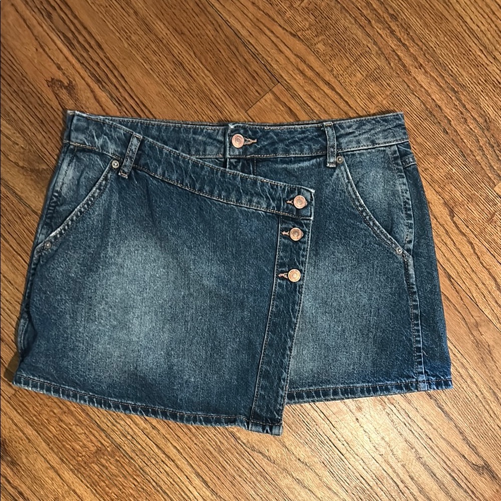 Free People Denim Mini Skirt in Medium Blue